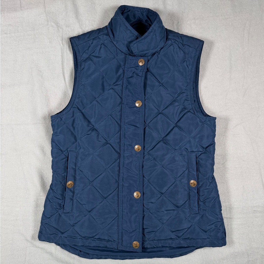 Riding Sport Navy Blue Quilted Diamond Pattern Equestrian Vest Horse Snaps XS